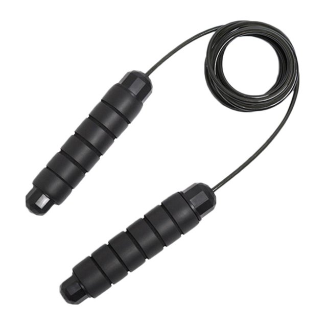 Cuerda de r Profesional con Peso de Alambre de Acero con Asas de Espuma, Rodamiento de Bolas, para Cardio, Entrenamientos de Fitness, Ejercicio D Negro Soledad Cordón de cuerda ajustable