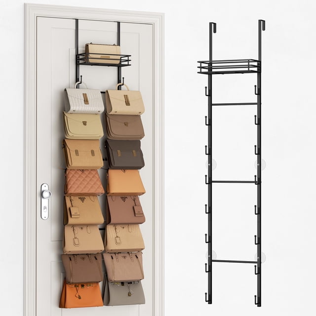 Organizador de carteras SWTYMIKI de pared con 16 ganchos y canasta