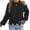 Black, variant on Womens Fall Fashion Pullover Sweaters Distressed Ripped Hem Detail One Cold Shoulder Cutout Chest Pocket Long Sleeves Streetwear