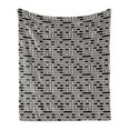 thumbnail image 1 of Abstract Soft Flannel Fleece Throw Blanket, Modernistic Geometry Inspired Graphic with Rectangles and Lines, Cozy Plush for Indoor and Outdoor Use, 50" x 70", Charcoal Grey Eggshell, by Ambesonne, 1 of 5