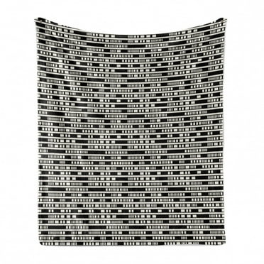 Abstract Soft Flannel Fleece Throw Blanket, Modernistic Geometry Inspired Graphic with Rectangles and Lines, Cozy Plush for Indoor and Outdoor Use, 50" x 60", Charcoal Grey Eggshell, by Ambesonne
