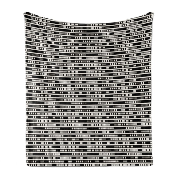Abstract Soft Flannel Fleece Throw Blanket, Modernistic Geometry Inspired Graphic with Rectangles and Lines, Cozy Plush for Indoor and Outdoor Use, 50" x 70", Charcoal Grey Eggshell, by Ambesonne