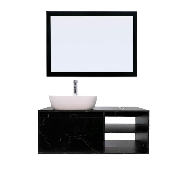 Gabinete De Baño Con Lavabo Y Espejo Decorativo Minimalista MARBELLA