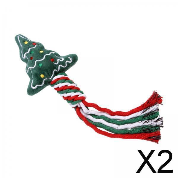 BELOVING 2xChristmas Dog Toy Xmas Dog Rope Toy for Puppy Large Medium Small Dogs Party Christmas tree