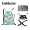 thumbnail image 4 of Xecao White Geese and Flower Pattern Sports Drawstring Backpack - String Swim Gym Bag with Wet Proof Pocket for Women&Men-Medium, 4 of 6