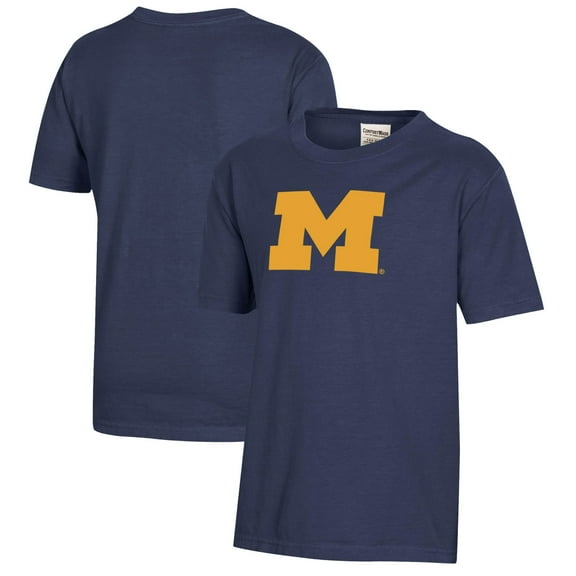 Youth Heather Navy Michigan Wolverines Logo Comfort Wash T-Shirt