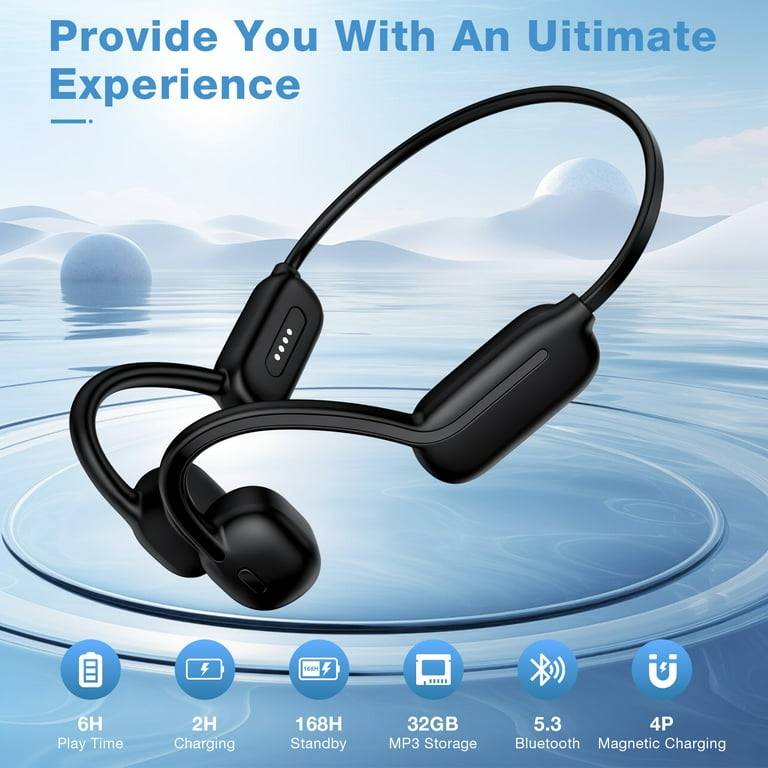 AUOSHI IP68 Waterproof Bone Conduction Headphones, 32GB MP3 Player