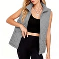 thumbnail image 5 of cocolona Quilted Vest for Women LightWeight Solid Color Basic Sleeveless Jacket Fall Winter Stand Collar Zipper Coat with Pocket, 5 of 6
