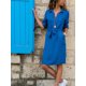 thumbnail image 4 of Qarigey Vestido de camisa de mujer Botón Vestido de manga larga Cintura con cordones Ropa Prendas para la parte del cuerpo Cielo azul SG, 4 of 5