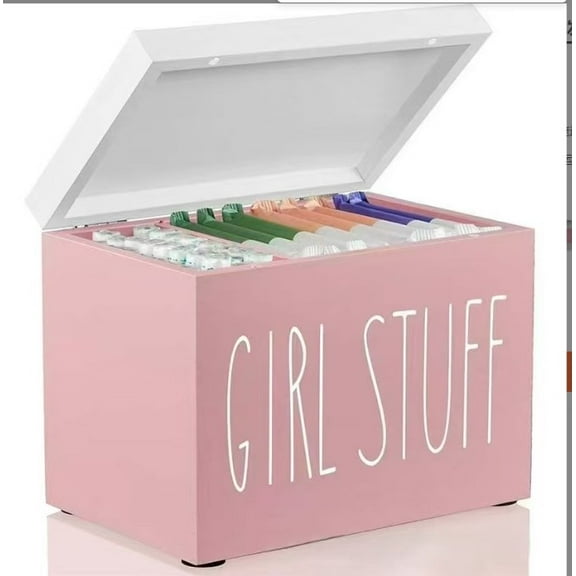 WEUVEB Pad Organizer For Bathroom Wooden 1Pcs Pink Countertop Storage