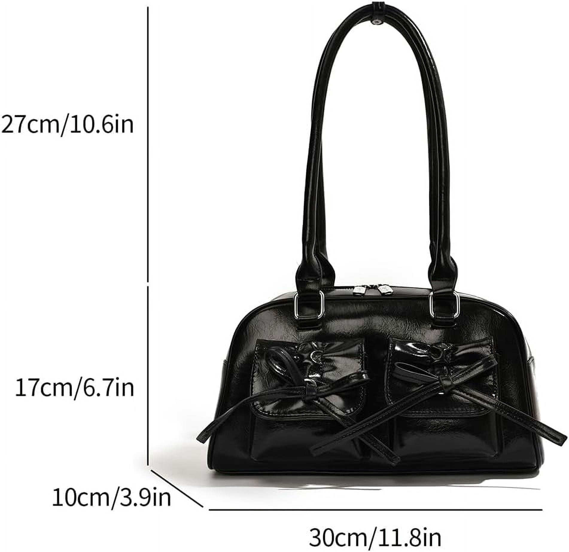 CAILDANL Cute Bow Purse Aesthetic Japanese Shoulder Bag Faux Leather Tote Bag Y2k Red Handbag Purse