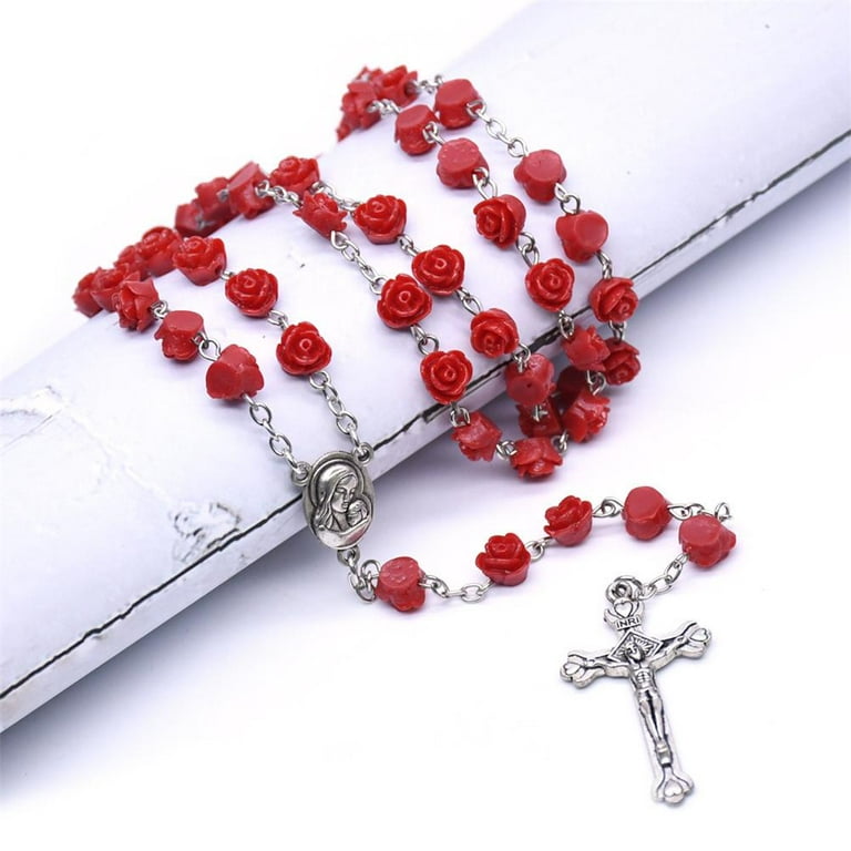 Wooden Cross Faith Beads Necklace FX