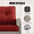 thumbnail image 6 of 10-Piece Patio Furniture Set, Outdoor Patio Furniture with Swivel Chairs Set, Thick Cushions, Modular Patio Sofa, Dual-Strand Wicker Rattan, Rust-Resistant Frame, Red, 6 of 11