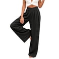 thumbnail image 2 of Women Linen Pants High Waisted Pants for Women Wide Leg Plus Size Palazoos with Pockets Womens Summer Beach Vacation Long Trousers, 2 of 5