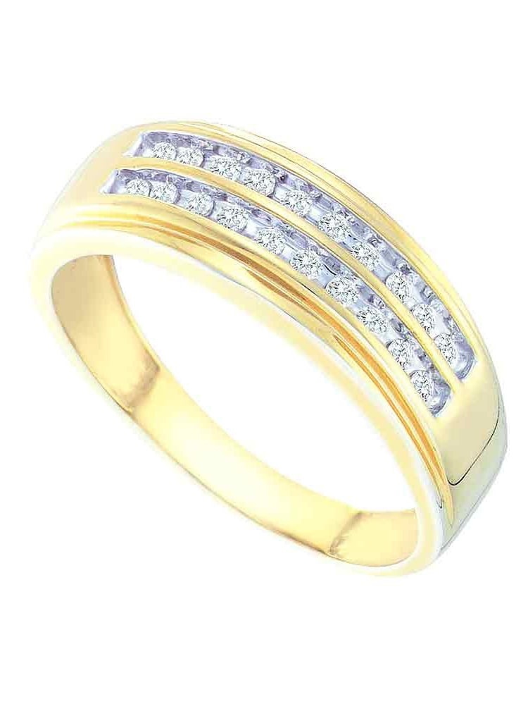 Jewels By Lux 14kt Yellow Gold Mens Round Diamond 2row