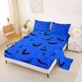 thumbnail image 2 of Homewish Celestial Halloween Bat Bed Sheets,Moon Pattern Full Size Sheets,Bright Blue Black,4-Piece,1 Flat Sheet,1 Fitted Sheet and 2 Pillowcases, 2 of 6