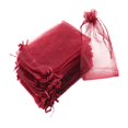 thumbnail image 1 of 100 bolsas de organza con cordón, bolsas de regalo de Navidad, bolsas para joyas, bolsas de malla transparente Rojo, 1 of 9