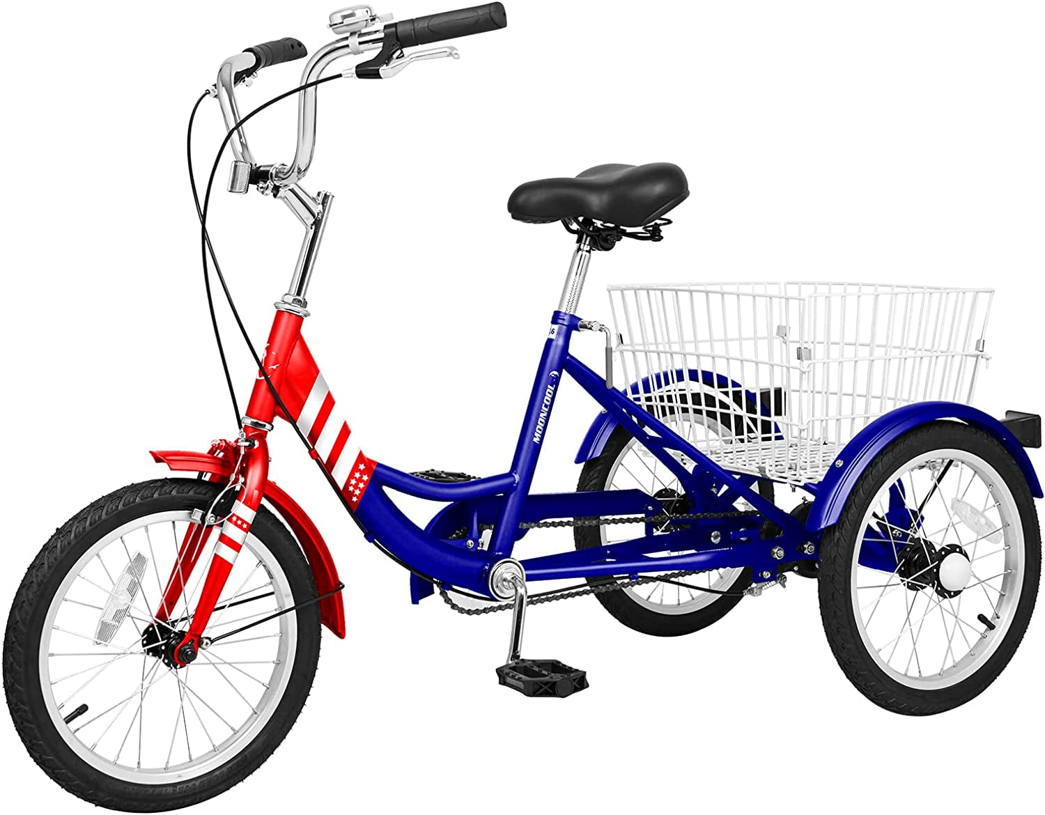 Slsy 16 inch Tricycle Trikes for Beginner Riders, Small Tricycle Single Speed 3 Wheel Bikes, Low Step Through Three-Wheeled Bicycles with Rear Basket