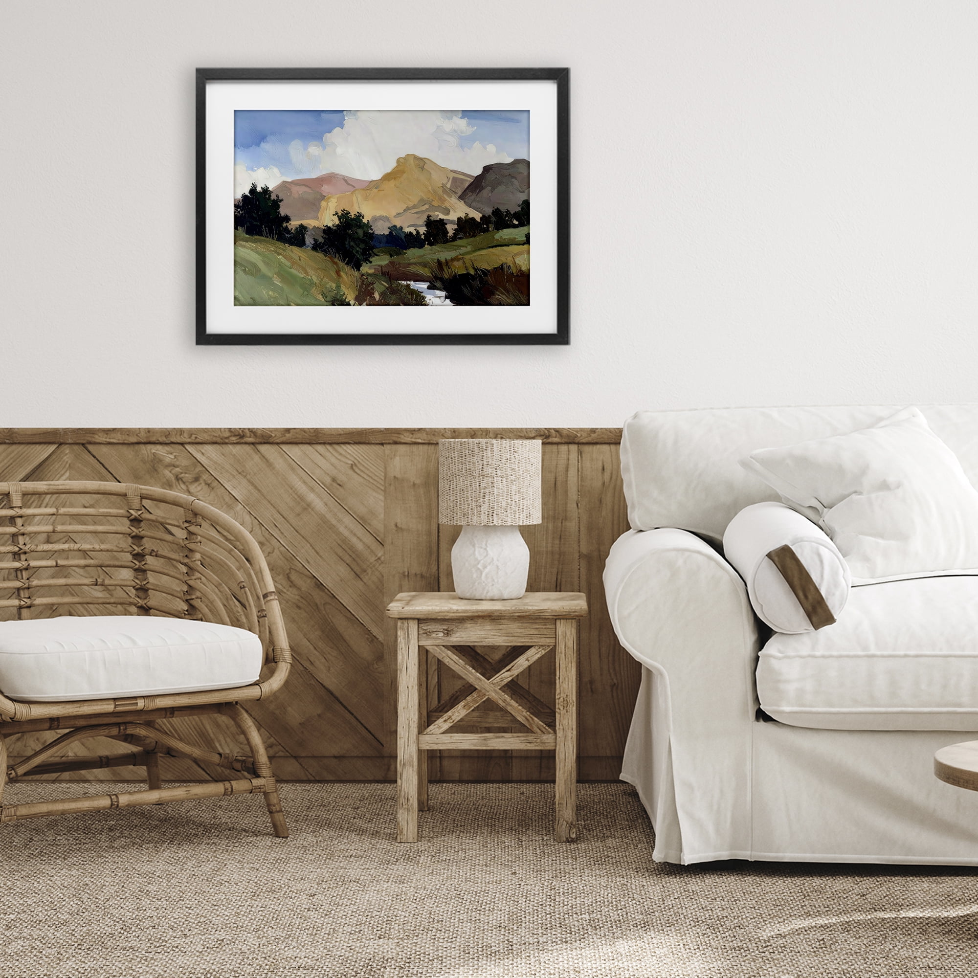 Stupell Industries River Mountain Divide Black Framed Print Under Glass, design by Alonza Saunders