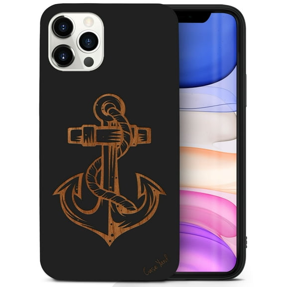 Case Yard Wooden Case for iPhone-12-Pro-Max Soft TPU Silicone cover Slim Fit Shockproof Wood Protective Phone Cover for Girls Boys Men and Women Supports Wireless Charging Anchor Design