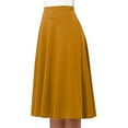 thumbnail image 5 of WTOBBY Women's High Waist Knee Length Elastic Knit A-Line Stretch Flared Casual Midi Skirt, Comfort Fit Work Skirt for Professional Office and Leisure Wear,Yellow M, 5 of 5