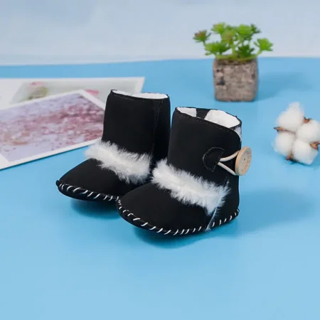 

Infant Baby Girls Booties Soft-soled Anti-slip Thermal Crib Shoes Winter
