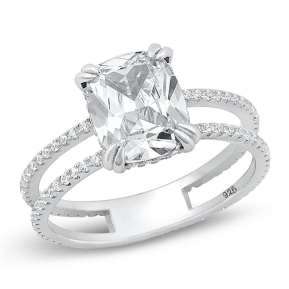 Beautiful Cushion Clear Cubic Zirconia Ring .925 Sterling Silver Band White Jewelry Female Size 7