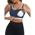thumbnail image 5 of INSPIRE CHIC Women's Wide Straps U-Neck with Padded Push Up Camisole Elastic Tight Colorblock Cropped Workout Tank XL Blue, 5 of 6