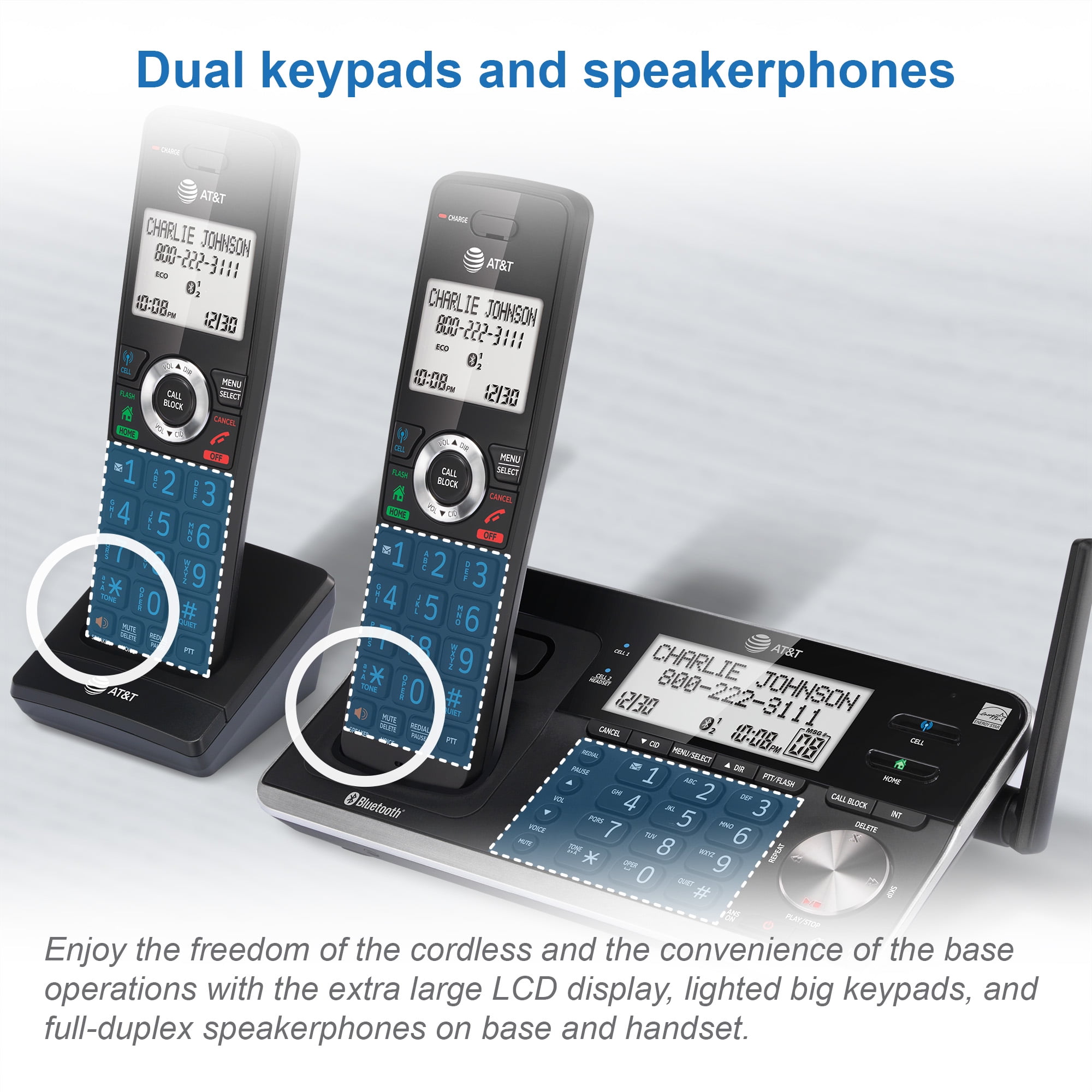 AT&T DLP73510 5 Handset Cordless Answering System with Unsurpassed Range and Connect to Cell (Black)