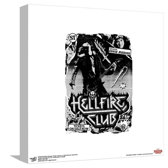 Gallery Pops Netflix Stranger Things: Season 4 - Eddie Munson Gig Poster Canvas Wall Art, Unframed Version, 12" x 12"