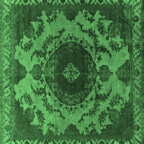 Ahgly Company Indoor Square Oriental Emerald Green Industrial Area Rugs, 8' Square
