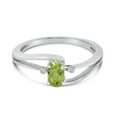 thumbnail image 6 of 10k White Gold Oval Peridot And Diamond Wave Ring, 6 of 6