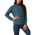 thumbnail image 4 of INSPIRE CHIC Women's Sweater Turtleneck Long Sleeve Knitted Pullover Fall Winter Basic Top S Deep Blue, 4 of 5