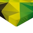 thumbnail image 2 of Ambesonne Jamaican Fitted Sheet, Triangle Polygon Flag, Twin XL Size, Yellow Green Green Brown, 2 of 3