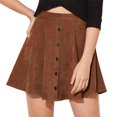 thumbnail image 1 of Gibobby faldas para mujer 2023 falda de pana sólida para mujer Otoño Invierno falda de paraguas de cintura alta de un solo botón a la moda para mujer(Caqui， S), 1 of 5