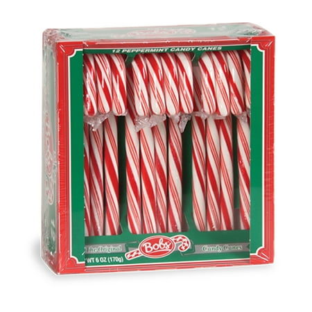 Red and White Peppermint Candy Canes, 12 Count Box