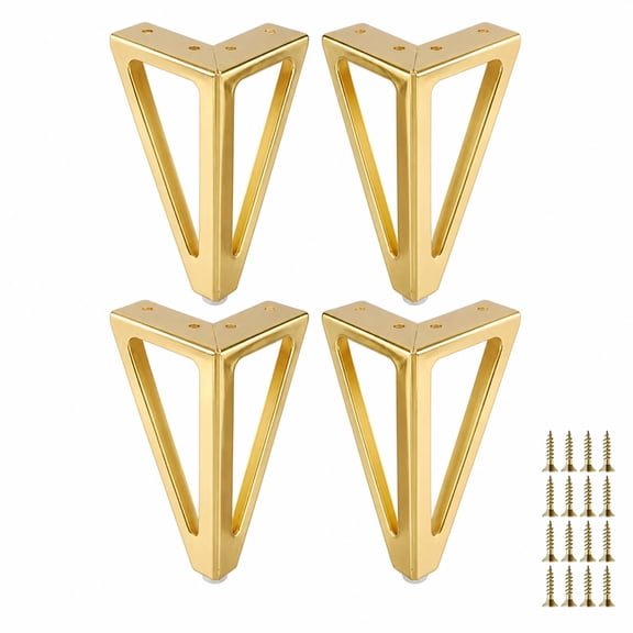 Mavrendel 4 Pack 6 Inch Gold Tone Rustproof Stainless Steel Furniture Legs, 800lbs Load Capacity Table Feet with Screws for Desk Sofa Cabinet
