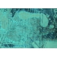 thumbnail image 1 of Ahgly Company Machine Washable Indoor Rectangle Oriental Turquoise Blue Industrial Area Rugs, 2' x 5', 1 of 4