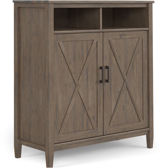 JERFIT 42" Wood Media Storage Cabinet with Doors & Adjustable Shelves, Dark Brown TV Stand for Living Room, Bedroom, Entryway