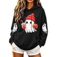 thumbnail image 3 of Halloween Oversized Sweatshirt for Women Lightweight Pullover Cute Print Hoodies with Kangaroo Pocket Funny Long Sleeve Tops, 3 of 7