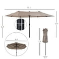 thumbnail image 5 of Outdoor Lighting Outsunny Extra Large 15ft Patio Umbrella, Double-Sided Outdoor Umbrella with Crank Handle and Air Vents for Backyard, Deck, Pool, Market, Tan,Outdoor String Lights, 5 of 5
