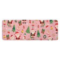 Pink Christmas Santa Pattern Kitchen Rug Mat,Kitchen Runner Rugs Non Skid Washable,Decorative Kitchen Floor Mats for Kitchen,Sink,Laundry,17"x47.2"