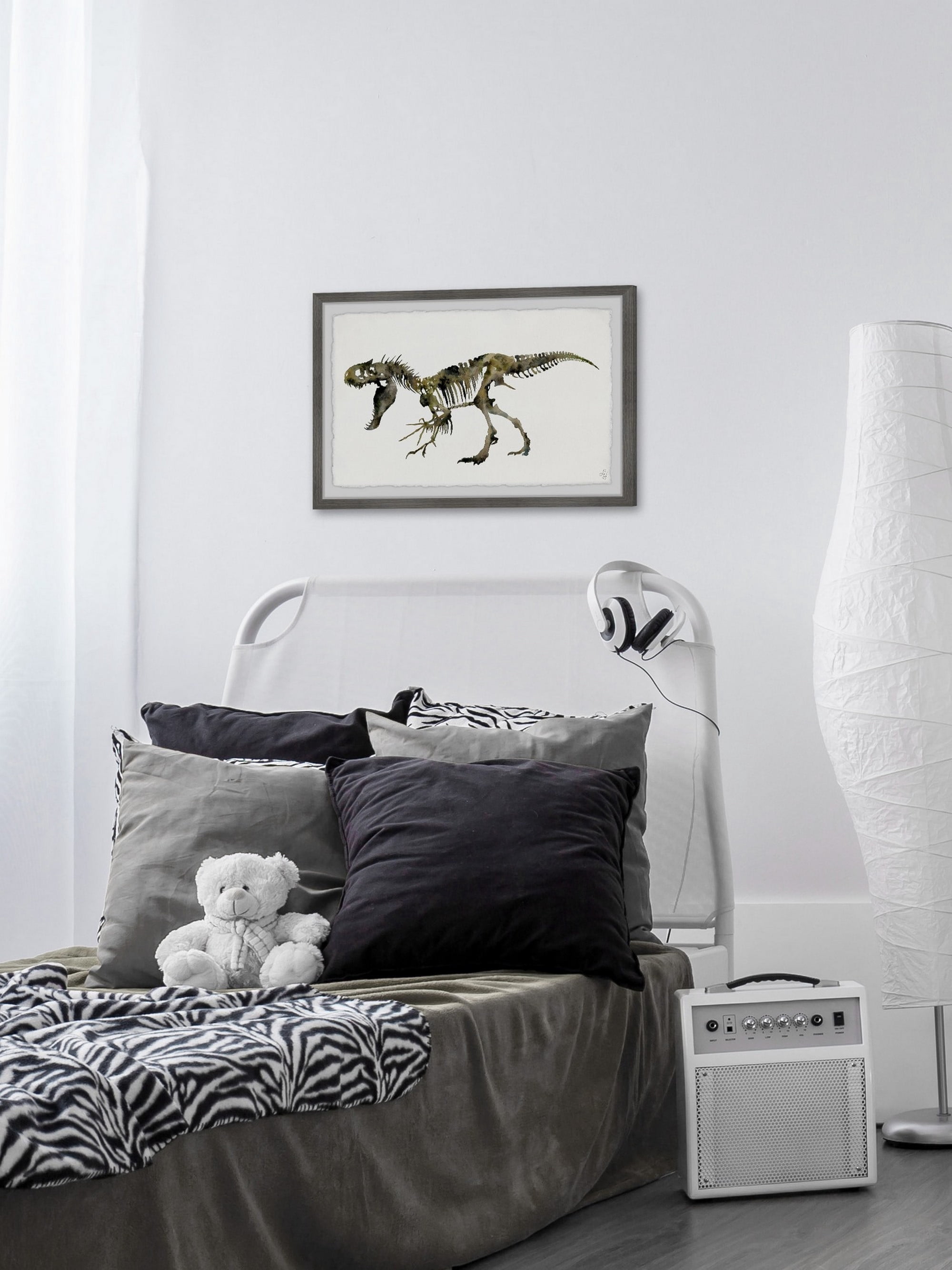 Marmont Hill Angry T-Re x Skeleton Framed Wall Art, 12.00" x 1.50"