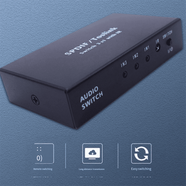Optical Switcher with 2 Way Spdif Toslink Optical Digital Audio Splitter 3 in 1 Out with IR Remote Control Switch
