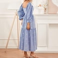 thumbnail image 5 of Women's Floral Long Dress Evening Spring Autumn Clothes Long Sleeve Square Neck Embroidered Loose Swing Dress Street Wear-l-M, 5 of 7