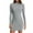 Gray, variant on WRKEKC Long Sleeve Dress for Women Solid Color Bodycon Half High Neck Knee Length Dress with Stretchy Fabric