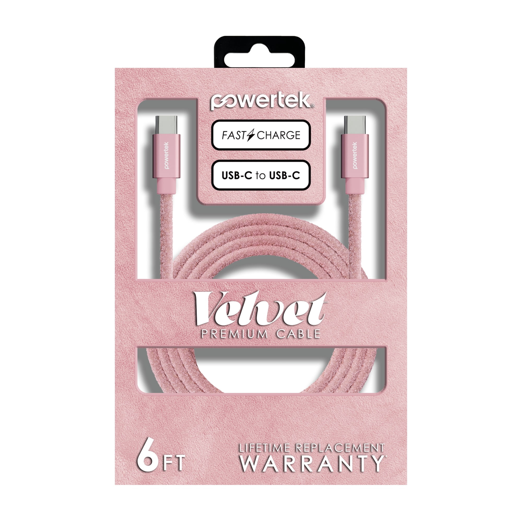 Liquipel Powertek Pastel Velvet USB-C to USB-C - Pink