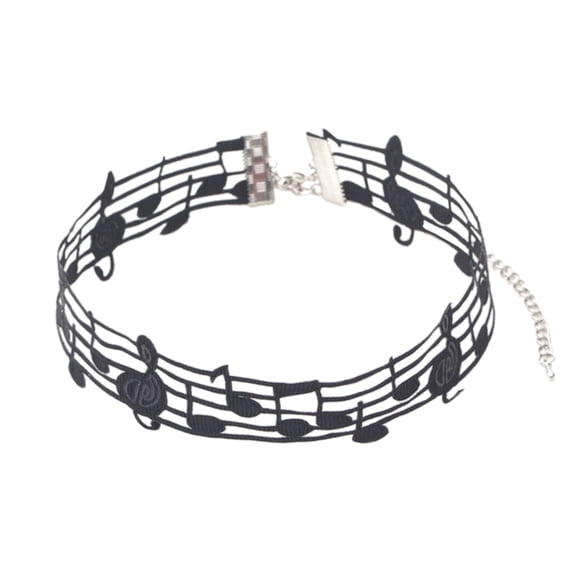SIEYIO Fashionable Black Necklace with Musical Note Design Everyday Wear Necklace