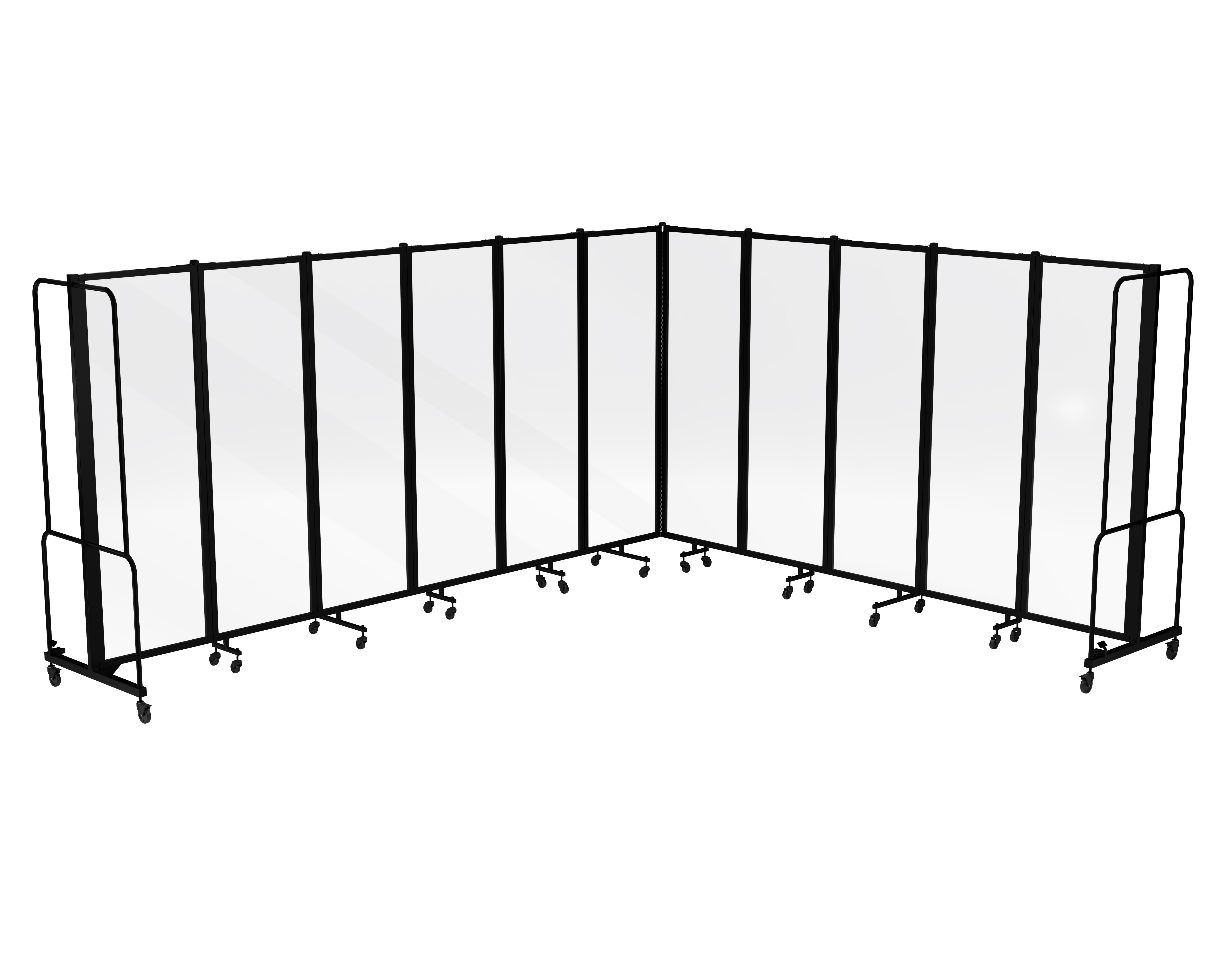 Hampden Furnishings Otis Collection Portable Room Divider, 11 Transparent Panels, Black Frame