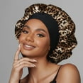 thumbnail image 3 of Kiss Colors & Care Silky Satin Reversible Hair Bonnet Cap, Wide Edge, XL, Leopard, 3 of 10